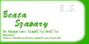 beata szapary business card